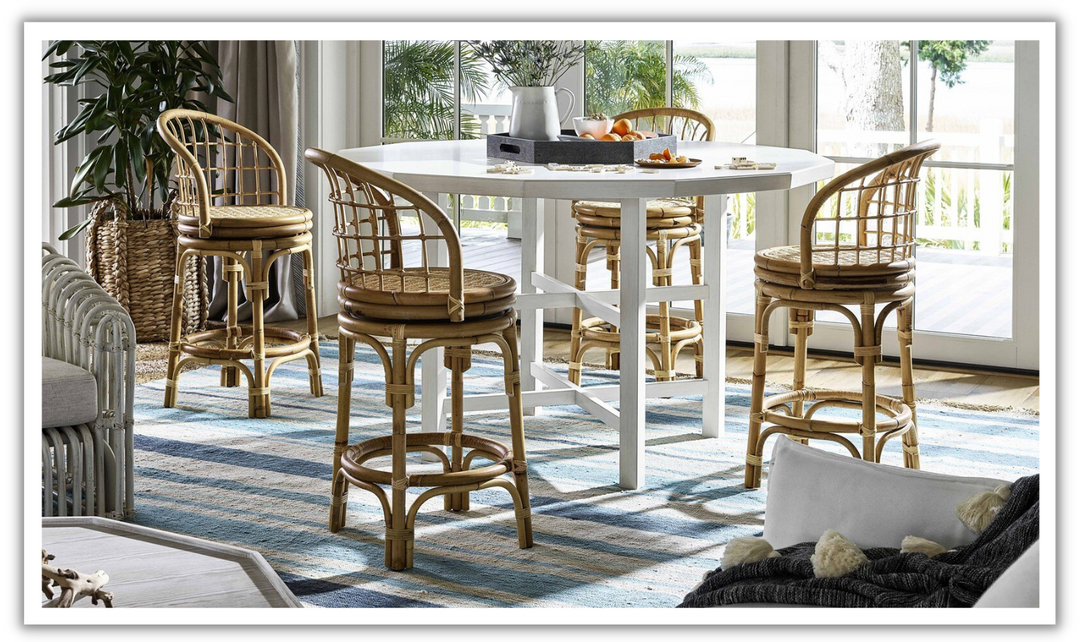 Universal Rattan Counter Stool With Memory Swivel-jennifer furniture