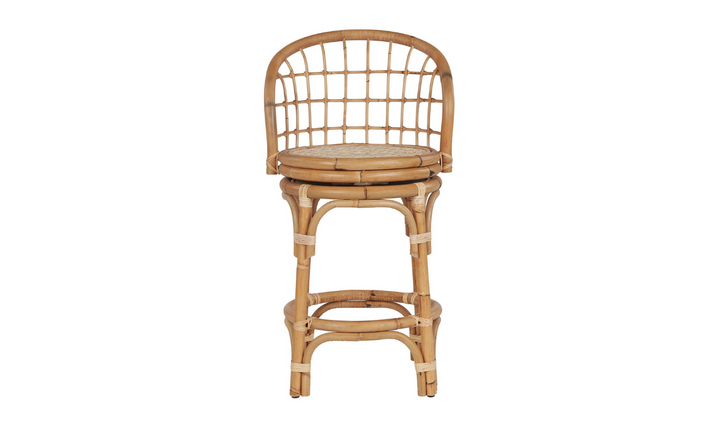 Universal Furniture Rattan Fabric Counter Stool with Memory Swivel