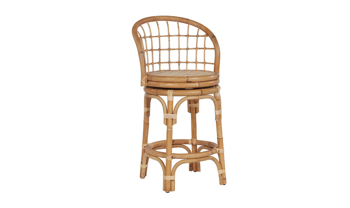 Universal Furniture Rattan Fabric Counter Stool with Memory Swivel