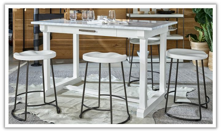 Universal Furniture Reid White Counter Stool with Metal Base
