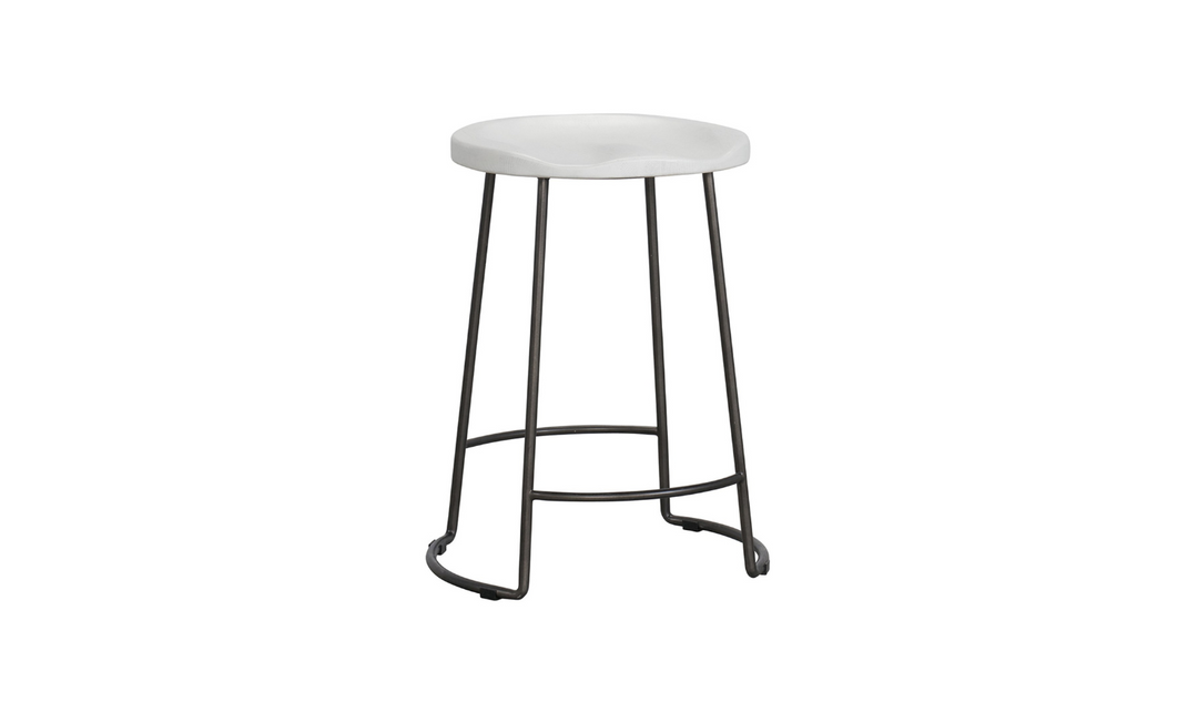 Universal Furniture Reid White Counter Stool with Metal Base