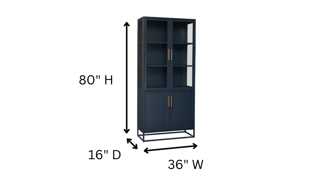 Universal Furniture Santorini Blue Metal Kitchen 2-door Cabinet With Sleek Bronze Bar Hardware