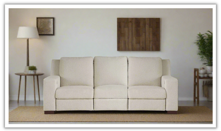 Universal Furniture Rhodes 3-Seater Power Recliner Fabric Sofa in Snow