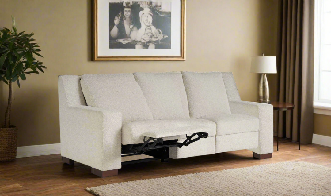 Universal Furniture Rhodes 3-Seater Power Recliner Fabric Sofa in Snow