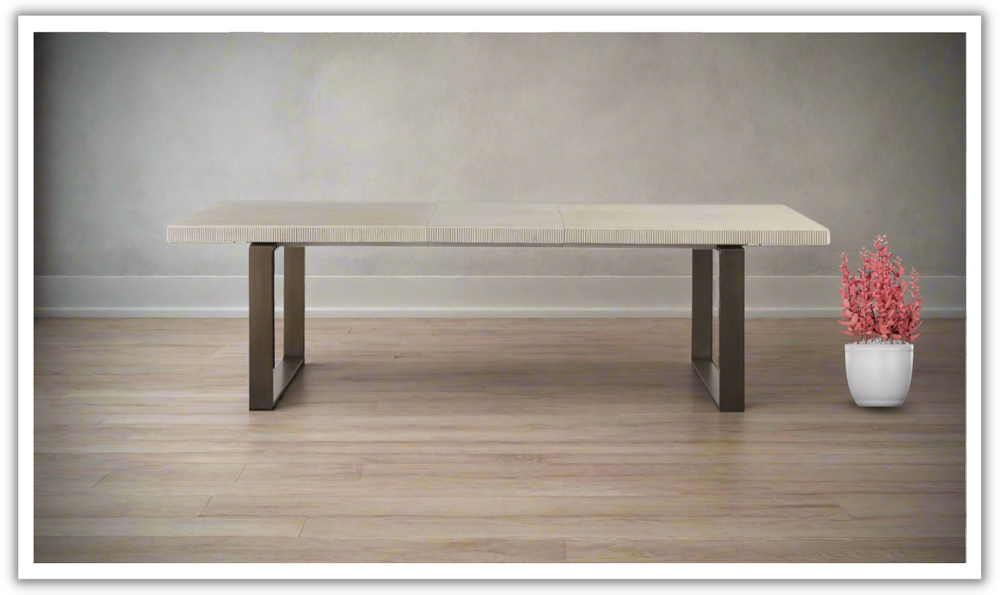 Universal Furniture Robards Brown Rectangular Dining Table with Bronze Finished Base
