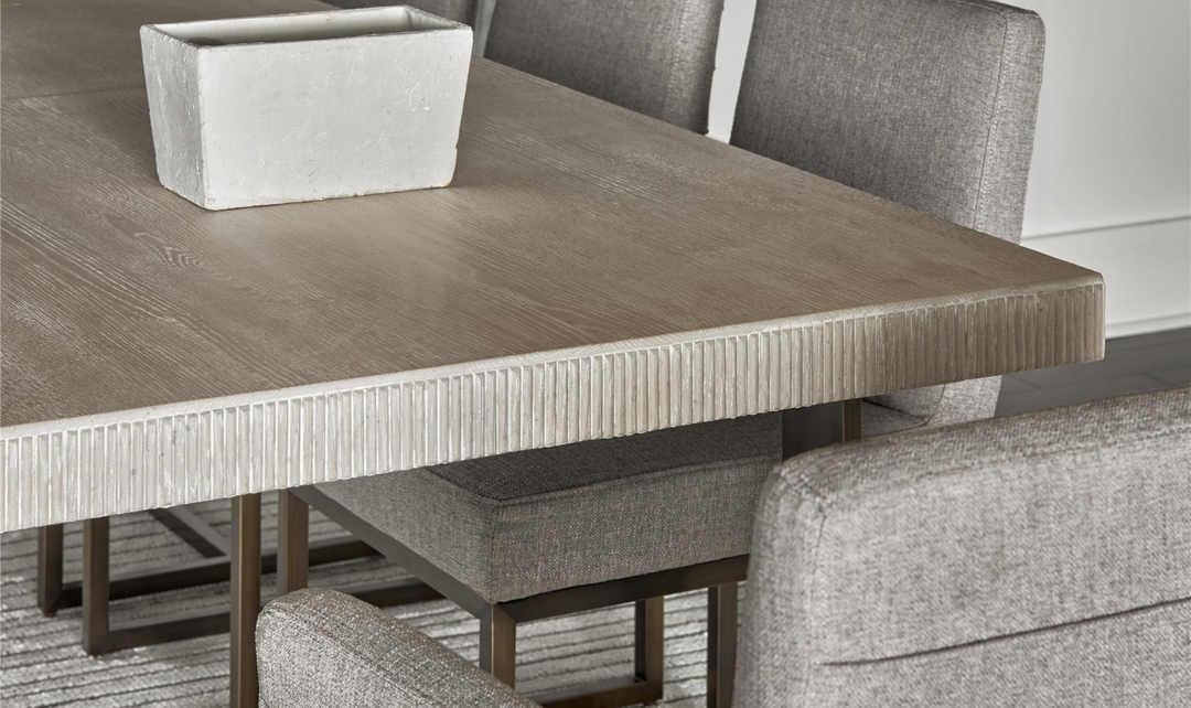 Universal Furniture Robards Brown Rectangular Dining Table with Bronze Finished Base