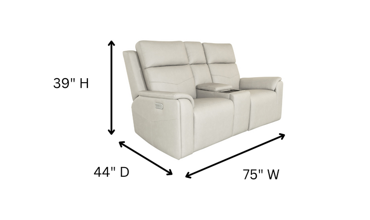 Vernon Dove Grey Fabric Power Reclining Loveseat with Console