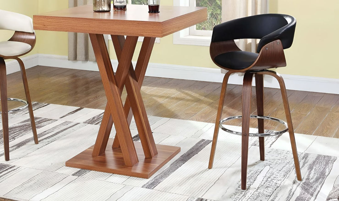 WOOD SWIVEL BAR STOOL - WALNUT