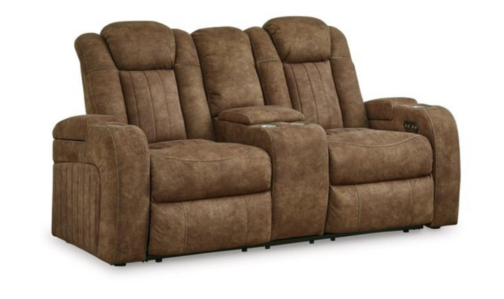 Wolfridge Leather 2 Seater Power Reclining Loveseat With Cup Holder Storage