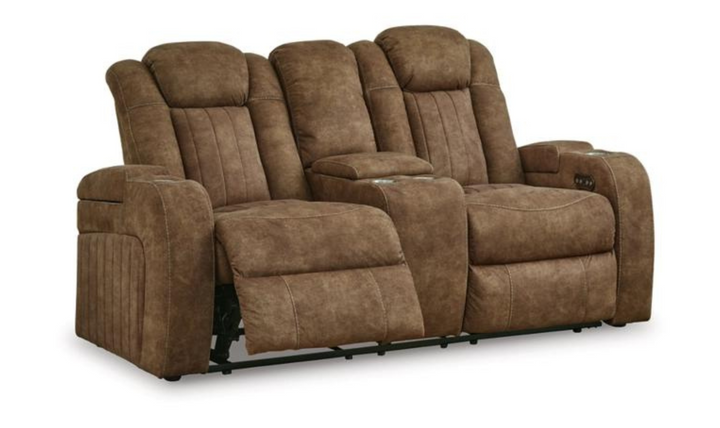Wolfridge Leather 2 Seater Power Reclining Loveseat With Cup Holder Storage