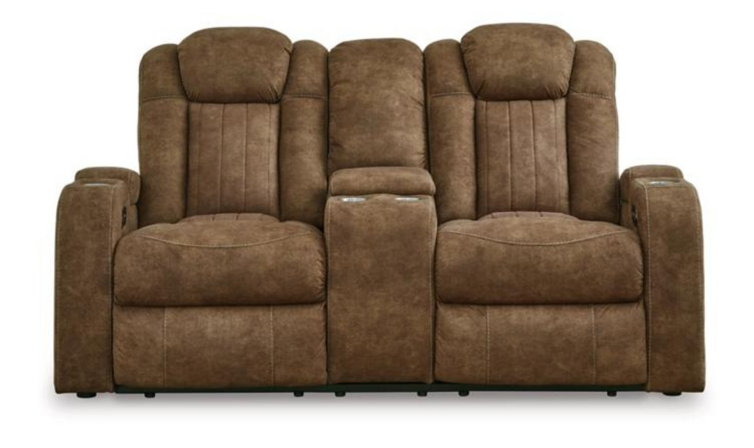 Wolfridge Leather 2 Seater Power Reclining Loveseat With Cup Holder Storage