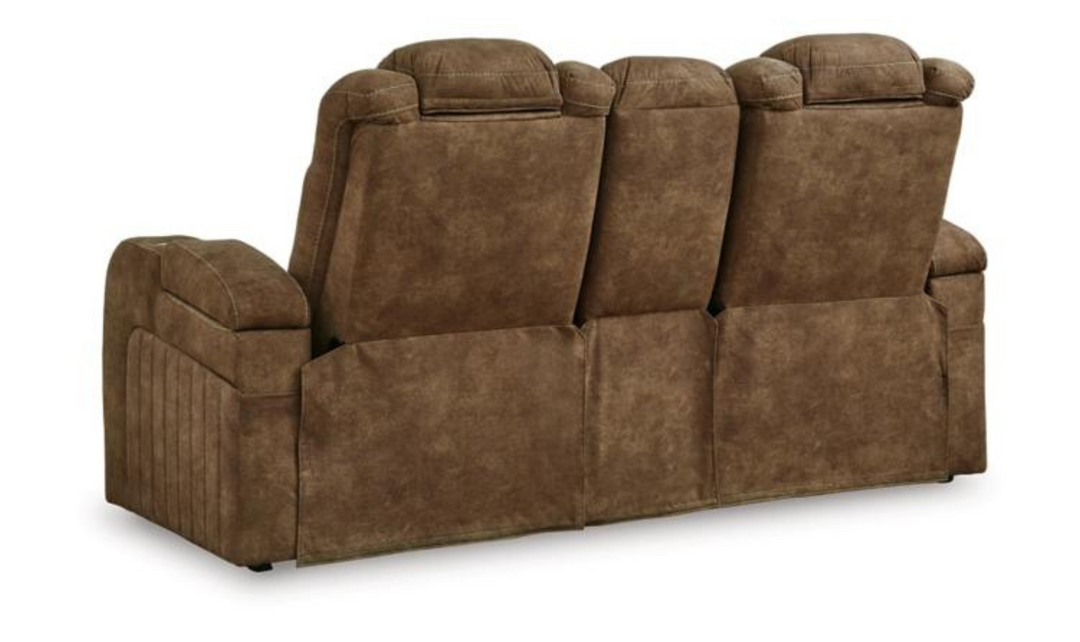 Wolfridge Leather 2 Seater Power Reclining Loveseat With Cup Holder Storage
