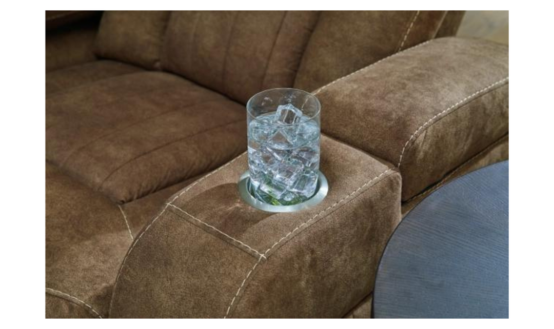 Wolfridge Leather 2 Seater Power Reclining Loveseat With Cup Holder Storage