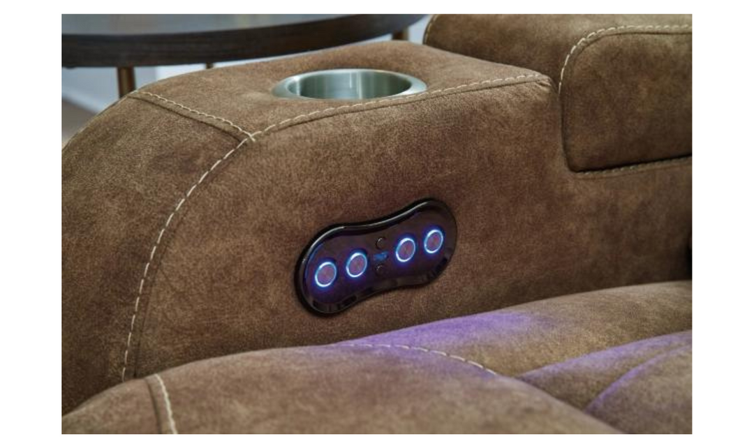 Wolfridge Leather 2 Seater Power Reclining Loveseat With Cup Holder Storage