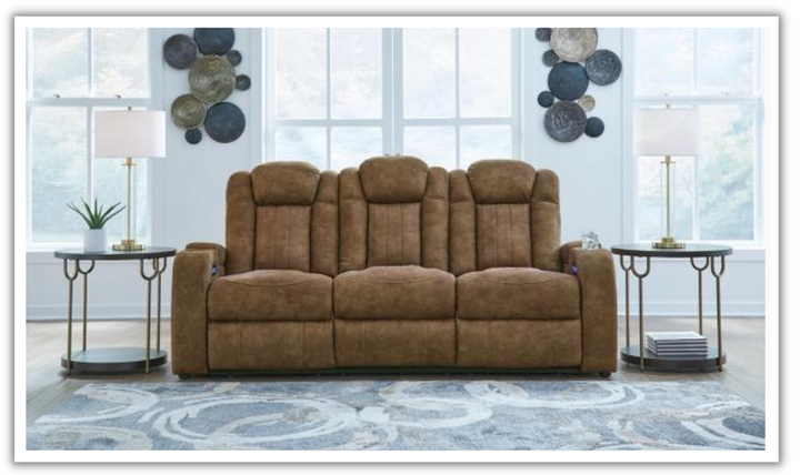 Wolfridge Leather 3 Seater Power Reclining Sofa with Adjustable Headrest