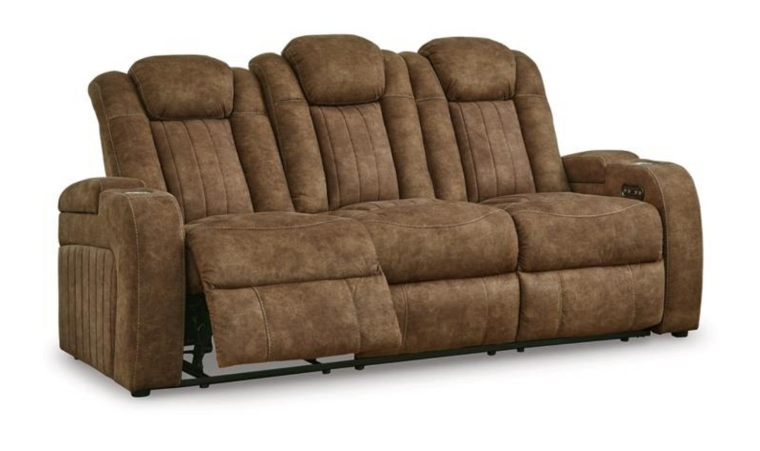 Wolfridge Leather 3 Seater Power Reclining Sofa with Adjustable Headrest