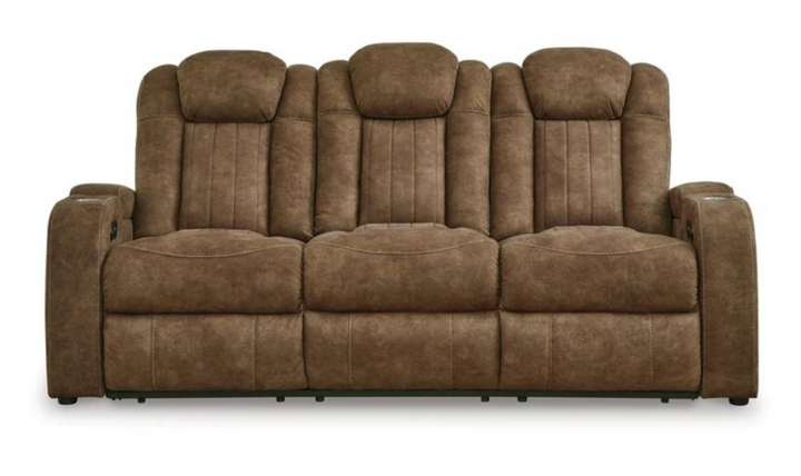 Wolfridge Leather 3 Seater Power Reclining Sofa with Adjustable Headrest