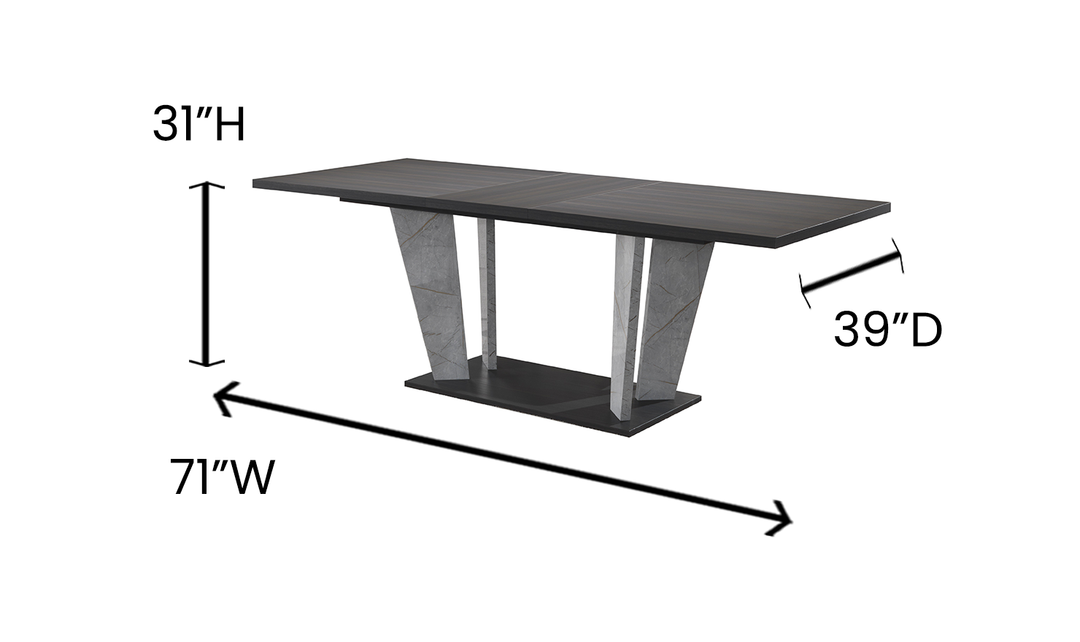 Jennifer Italia Travertine Premium Extendable Wooden Dining Table in Gray