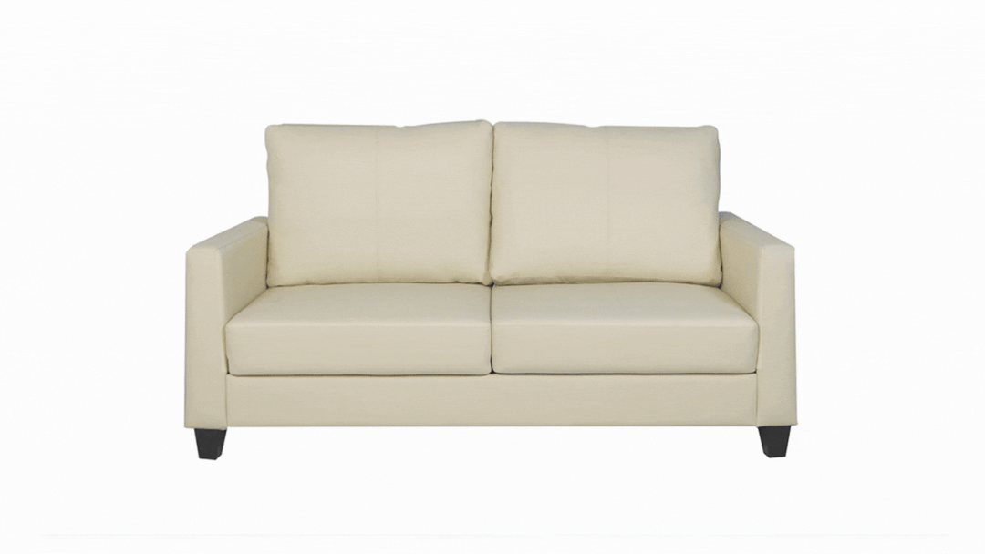 Cuddle Queen Leather Sleeper Sofa With Wood and Chrome Legs