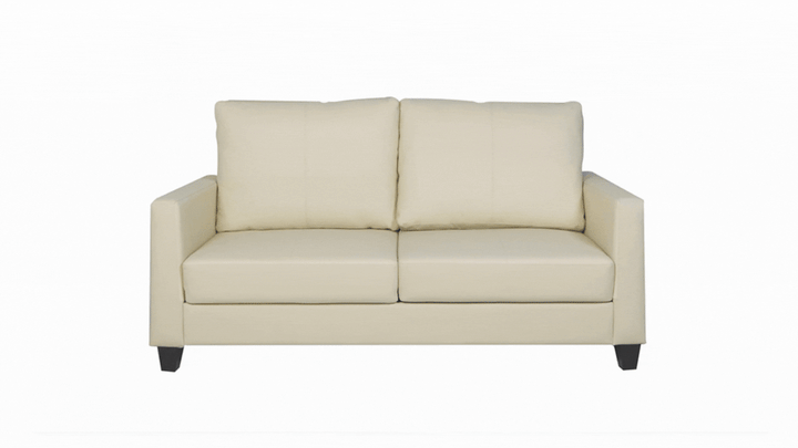 Cuddle Queen Leather Sleeper Sofa With Wood and Chrome Legs