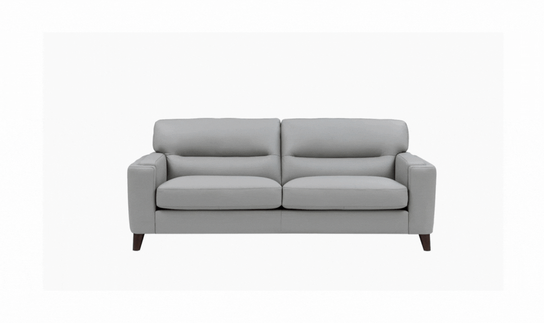 Hydeline Elm Premium 3-seater Leather Gray Sofa with Attached Back Cushion