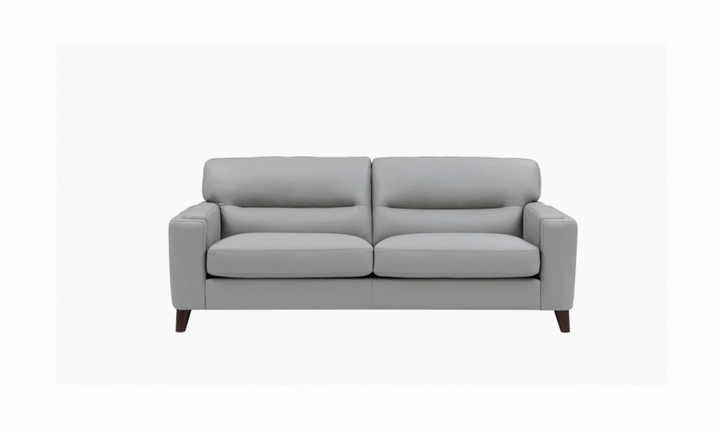 Hydeline Elm Premium 3-seater Leather Gray Sofa with Attached Back Cushion