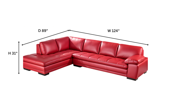 Gio Italia Red Leather L-Shape Sectional Sofa-Jennifer Furniture