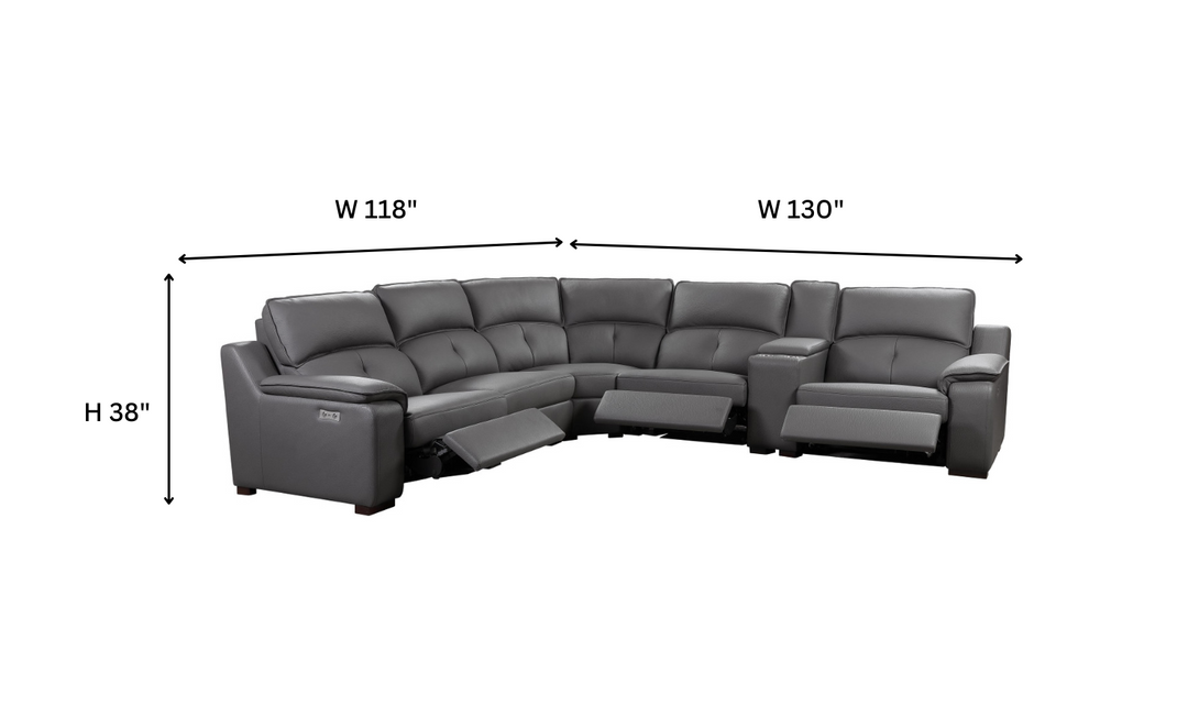 Gio Italia Thompson Recliner Sectional in Smoke Taupe-Jennifer Furniture