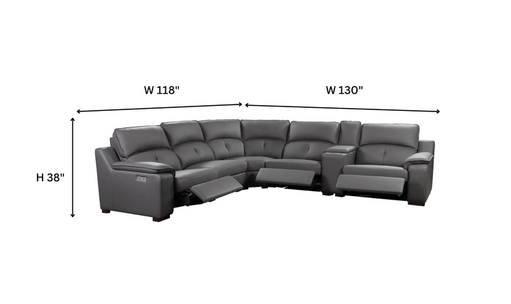 Gio Italia Thompson Recliner Sectional in Smoke Taupe-Jennifer Furniture