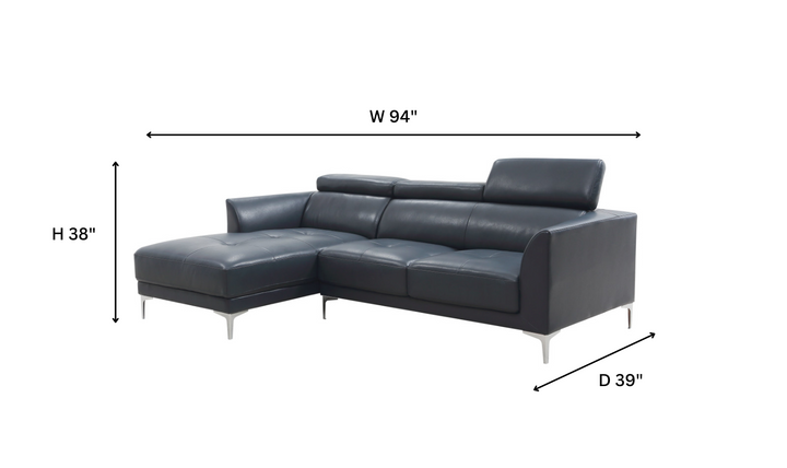 Gio Italia Slate Blue Leather L-Shape Sectional Sofa-Jennifer Furniture