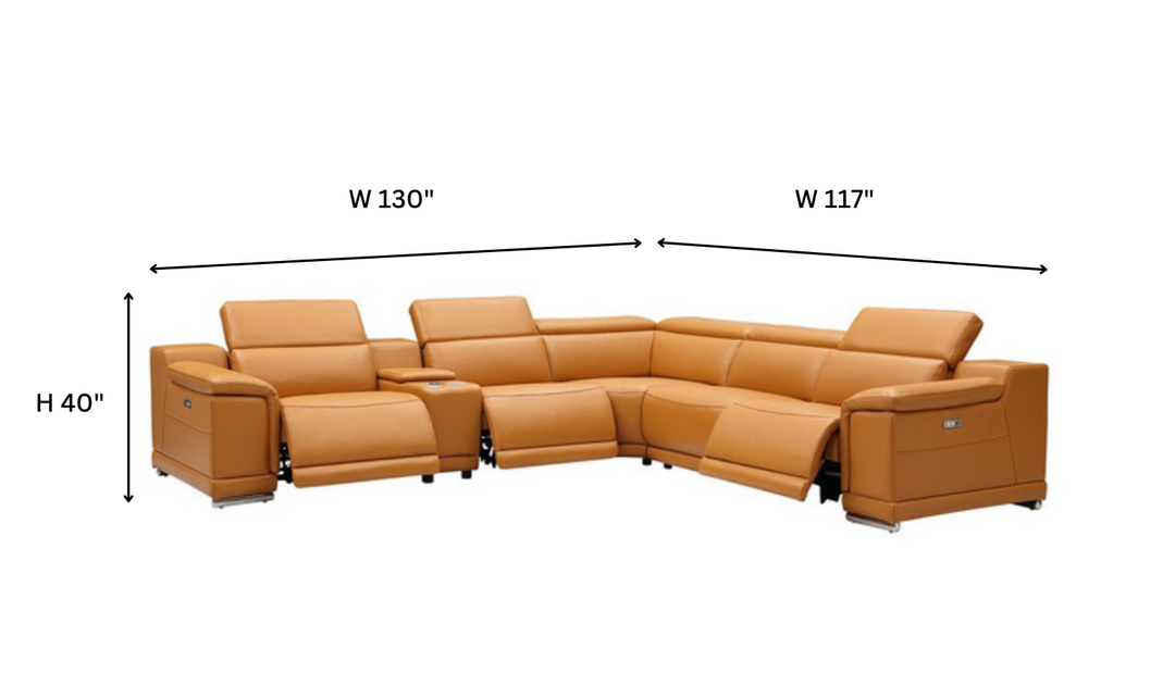 Gio Italia Hartley Power Motion Leather Sectional Sofa in Light Gray- Jennifer Furniture