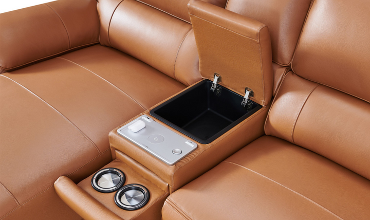 Gio Italia Living Room Set Hailey Adobe Leather Power Recliner Sofa-Jennifer Furniture