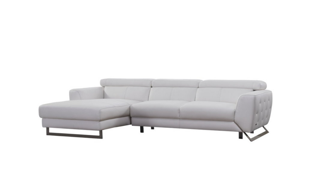 Gio Italia Leather Left-Hand Facing Sectional Sofa in White-Jennifer Furniture