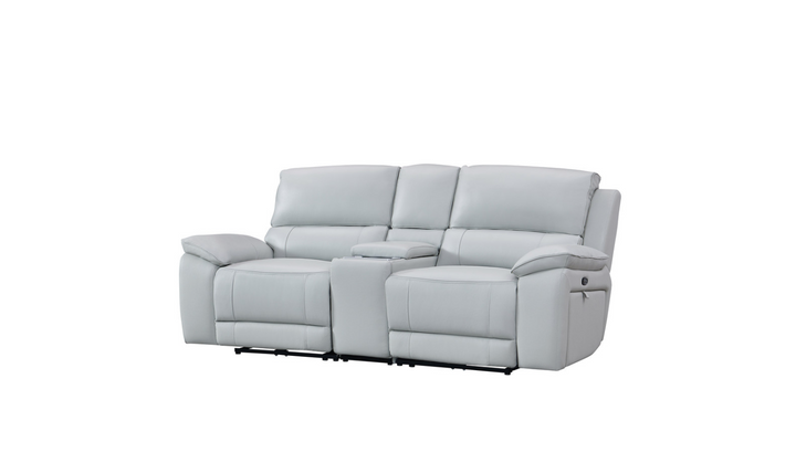 Gio Italia Living Room Set Hailey Smoke Gray Leather Power Recliner Sofa-Jennifer Furniture