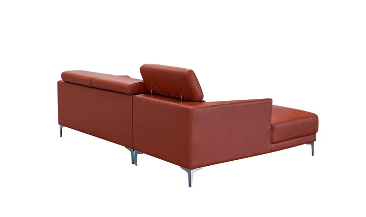 Gio Italia Slate Orange Leather L-Shape Sectional Sofa-Jennifer Furniture