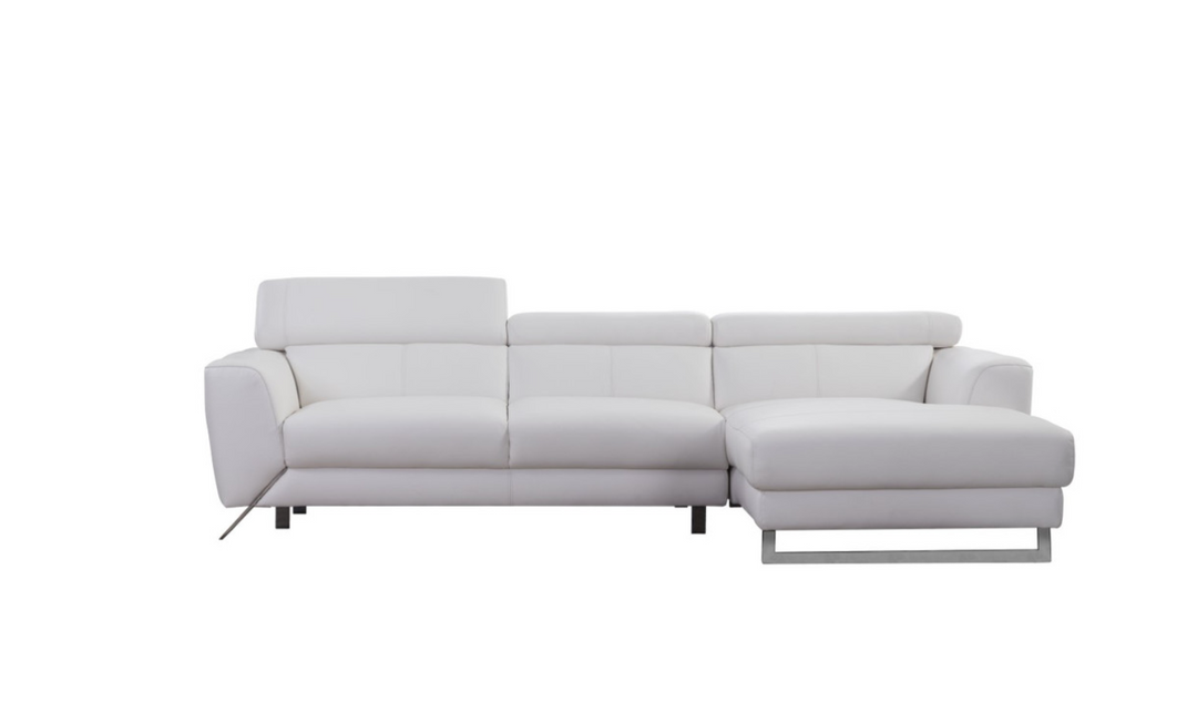 Gio Italia Leather Left-Hand Facing Sectional Sofa in White-Jennifer Furniture