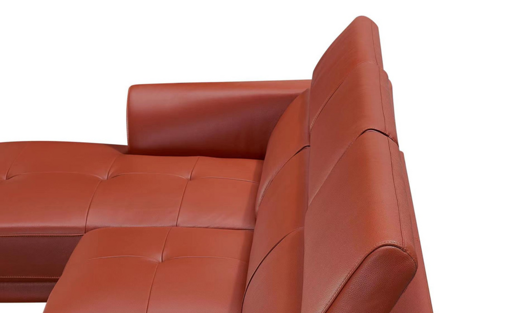 Gio Italia Slate Orange Leather L-Shape Sectional Sofa-Jennifer Furniture