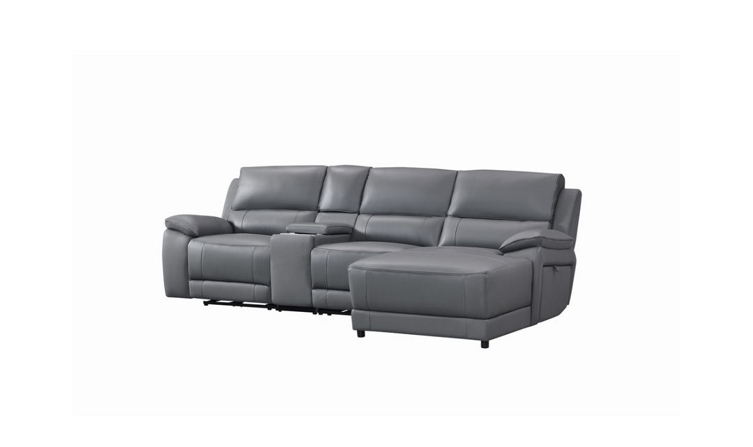 Gio Italia Living Room Set Hailey Adobe Leather Power Recliner Sofa in Gray-Jennifer Furniture
