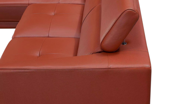 Gio Italia Slate Orange Leather L-Shape Sectional Sofa-Jennifer Furniture