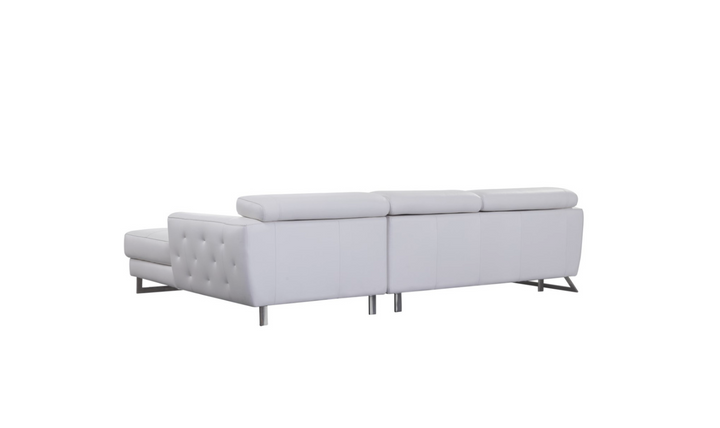 Gio Italia Leather Left-Hand Facing Sectional Sofa in White-Jennifer Furniture