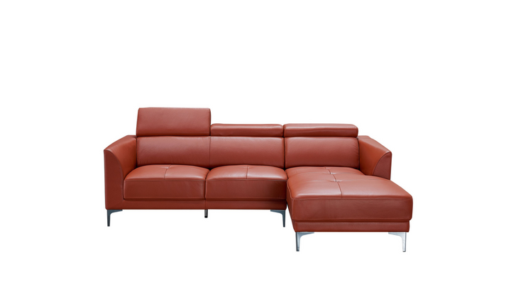 Gio Italia Slate Orange Leather L-Shape Sectional Sofa-Jennifer Furniture