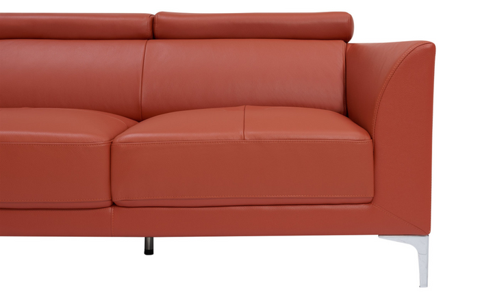 Gio Italia Slate Orange Leather L-Shape Sectional Sofa-Jennifer Furniture