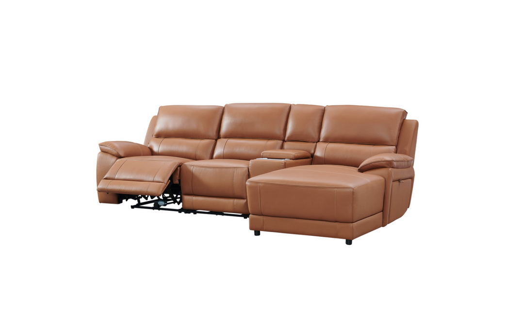 Gio Italia Living Room Set Hailey Adobe Leather Power Recliner Sofa-Jennifer Furniture