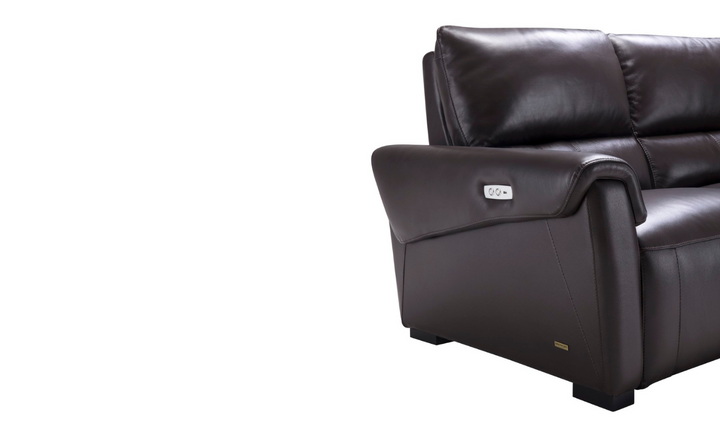 Gio Italia Leather Left-Hand Facing Recliner Sectional Sofa in Brown-Jennifer Furniture