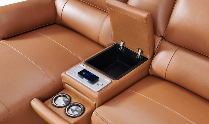 Gio Italia Living Room Set Hailey Adobe Leather Power Recliner Sofa-Jennifer Furniture