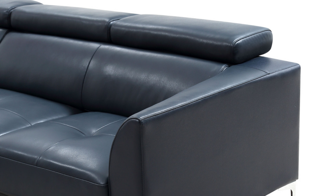 Gio Italia Slate Blue Leather L-Shape Sectional Sofa-Jennifer Furniture