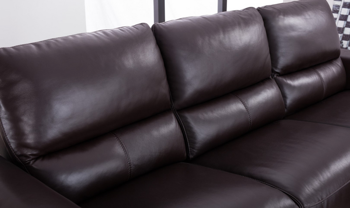 Gio Italia Leather Left-Hand Facing Recliner Sectional Sofa in Brown-Jennifer Furniture