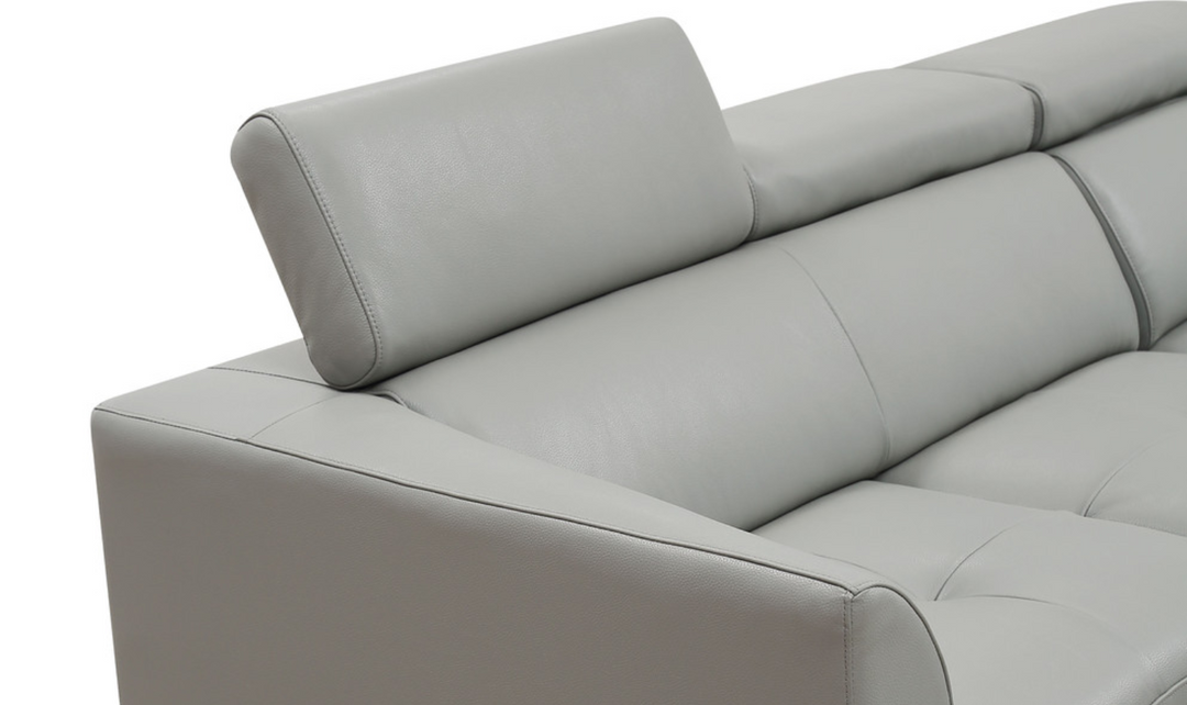 Gio Italia Slate Gray Leather L-Shape Sectional Sofa-Jennifer Furniture