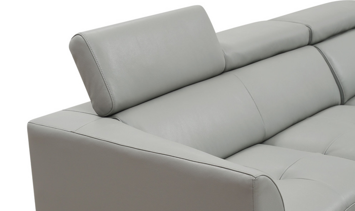 Gio Italia Slate Gray Leather L-Shape Sectional Sofa-Jennifer Furniture