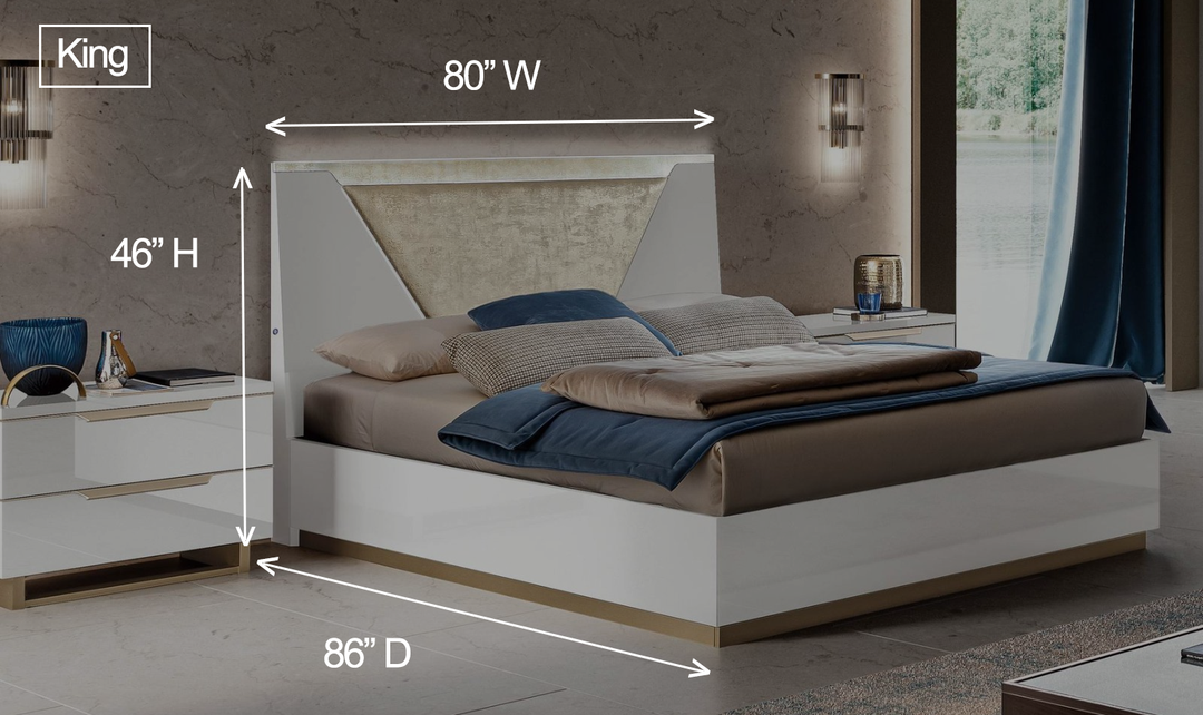 ESF Italia Smart Panel Type Wooden Bed in White (King / Queen Size)